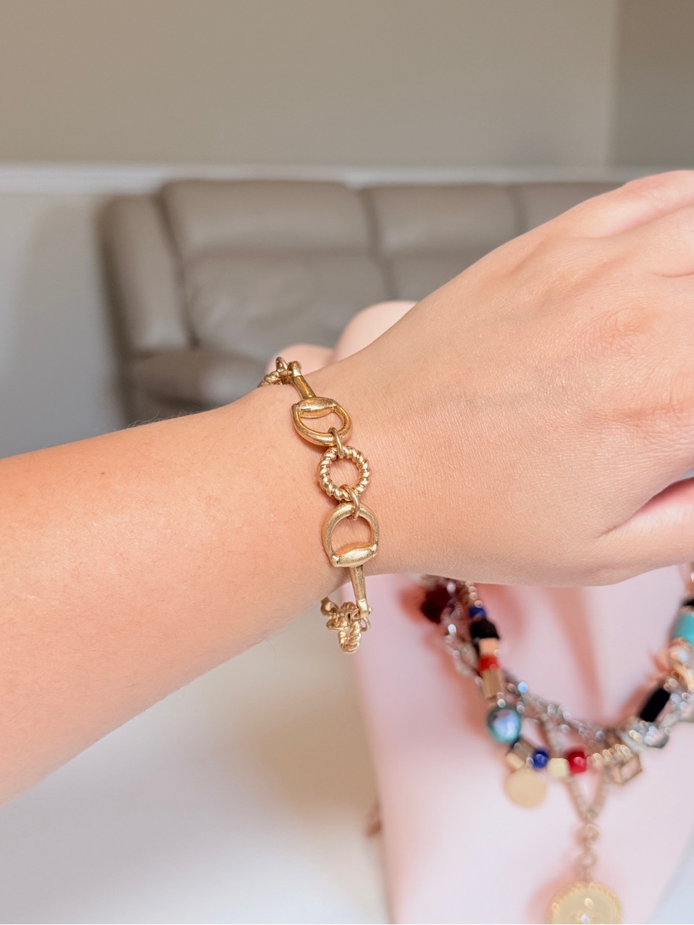Gold Link Charm Bracelet - Women Jewelry